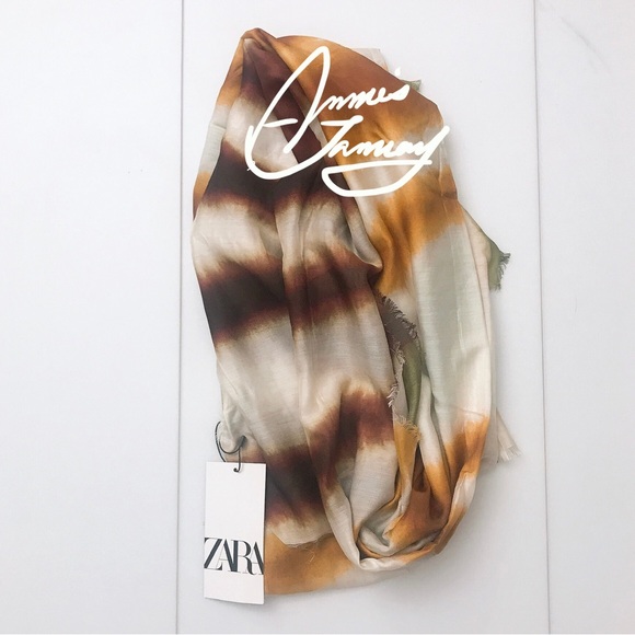 ZARA Women's Silk Blend of The Dye Printed Scarf(Muticolor, Size:M) - Picture 6 of 6